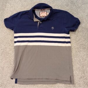 Brooks Brothers Short Sleeve Polo Gray And Navy Blue Size Medium